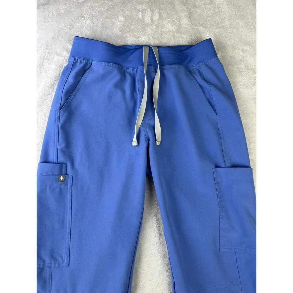 FIGS Axim Cargo Scrub Pants Men XS Blue Technical Collection Drawstring Medical